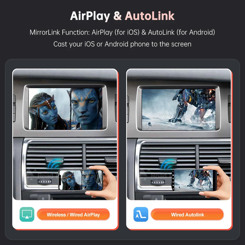 Draadloze CarPlay Android Auto Systeem – Multimedia Interface – Spiegelfunctie – Siri Bediening – Voor Audi Q7 2010-2015 – Naadloze MMI 3G Integratie – USB Connectiviteit – Achteruitrijcamera Ondersteuning