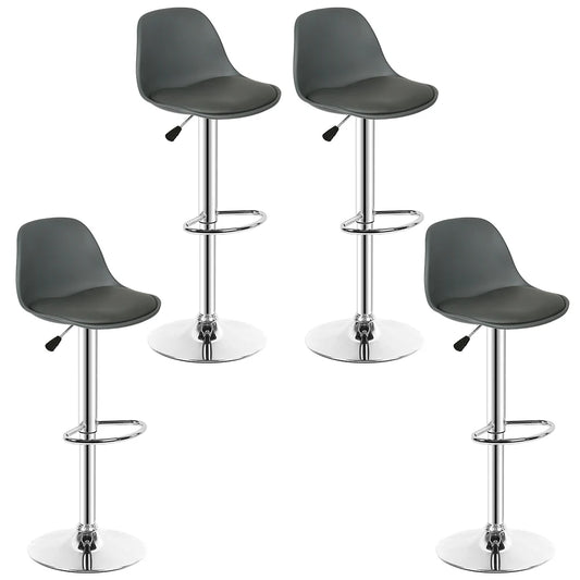 Barstoel – Barkruk – Keukenstoel – Barstoel Set – Bistrostoel – Verstelbare Zithoogte – 360° Draaibaar Met Rugleuning – Set Van 4 – Donkergrijs - QUORE