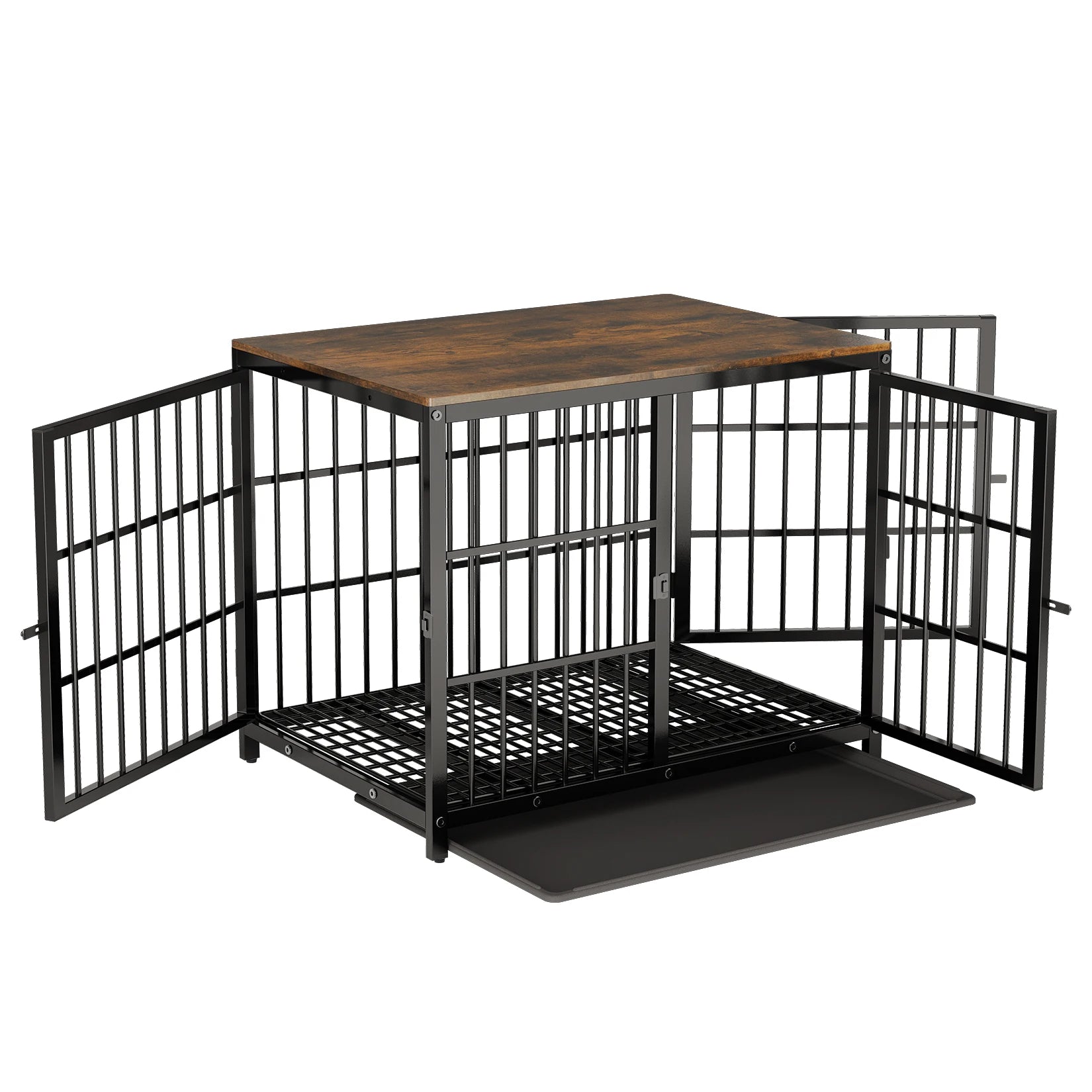 Hondenbench – Hondenkooi – Hondenhok – Hondenkennel – Medium Zwart – Met Metalen Frame – Uitneembare Tray - QUORE