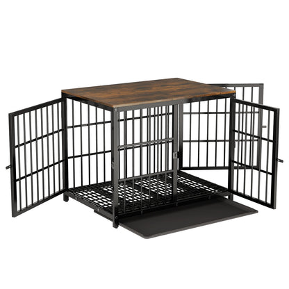 Hondenbench – Hondenkooi – Hondenhok – Hondenkennel – Medium Zwart – Met Metalen Frame – Uitneembare Tray - QUORE
