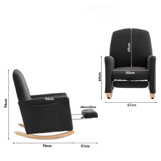 Schommelstoel - Rocking Chair - Relaxstoel - Lounge Stoel - met Kruk - Schommelstoelen Tuin - Hoge Rugleuning –  Fauteuil - Voedingsstoel - Comfortabel & Stijlvol voor Woonkamer