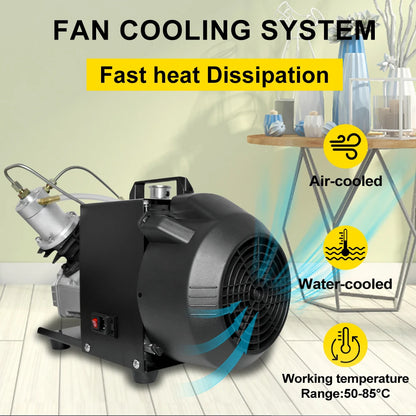 Luchtcompressor - Hoge Druk Luchtcompressor - Airpress Compressor - 300Bar - 4500Psi PCP - 220V - met Dubbele Cilinderkop - voor PCP-Geweerduiken - QUORE