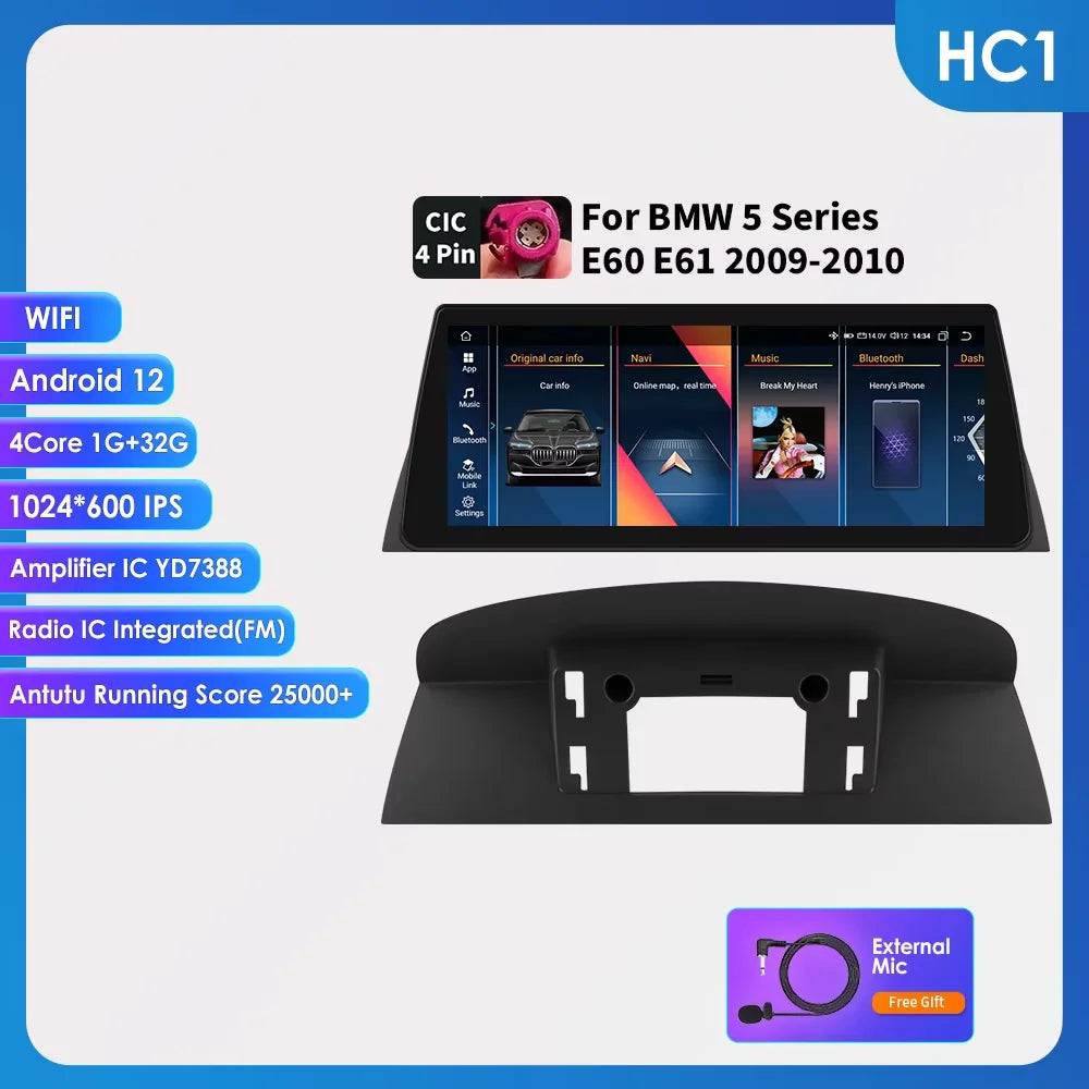 Hizpo Carplay 4G 7862 AI Systems Android 14 Car Radio for BMW 5Series E60 E61 E63 E64 3Series E90 E91 E92 E93 Multimedia video