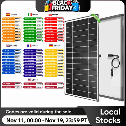 WERCHTAY 300W High Efficiency 25% Solar Panel 10BB N-Type Cell for Home Rooftop RV Motorhome and Off Grid Applications