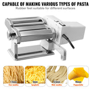 Fresh Pasta Maker Machine - Electric - 430 Stainless Steel - Noodle Rollers Cutter Slicer for Cutting - Silver