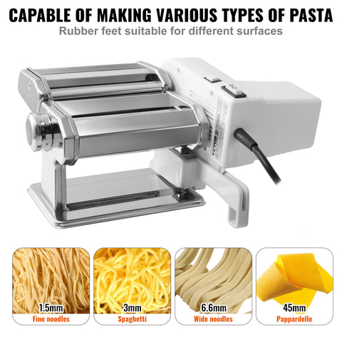 Fresh Pasta Maker Machine - Electric - 430 Stainless Steel - Noodle Rollers Cutter Slicer for Cutting - Silver