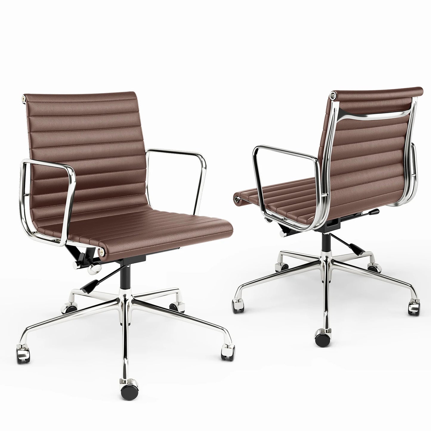Bureaustoel Ergonomisch - Executive Stoel - Kantoorstoel - Gaming Stoel - Stoelen - Leren - met Lage Rug - Armleuningen - 360° Draaifunctie - Verstelbare Hoogte - Kantelmechanisme - 1 Stuk - Bruin - QUORE