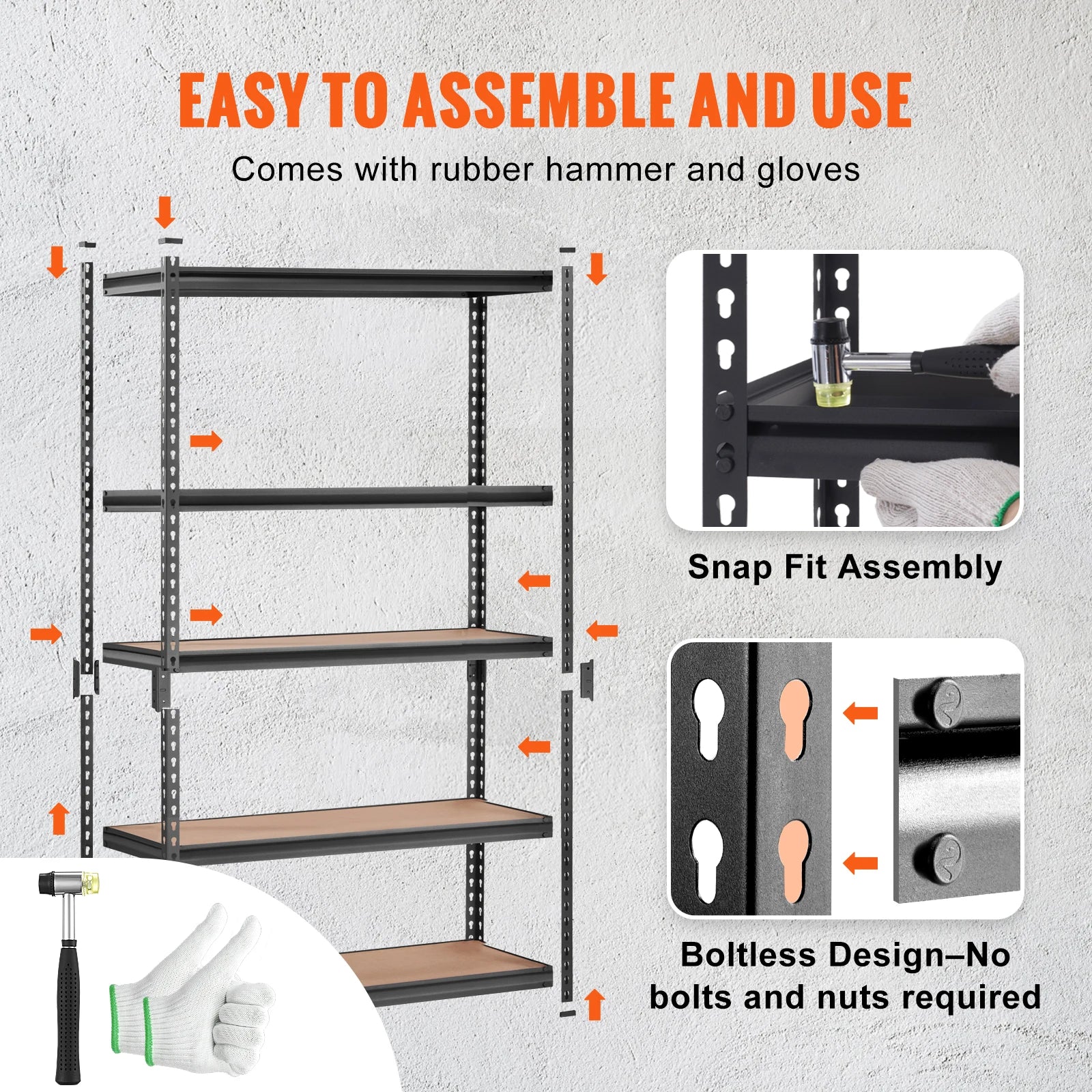 Opslagrek Metaal - Metalen Stellingkast - 5 Laags - Heavy Duty - Verstelbare Planken - Industriële Opbergrek - Voor Garage - Keuken - Magazijn - 12 x 30 x 60inch - QUORE