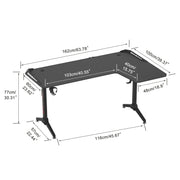 Laptop Computer Bureau - Groot Staand Bureau - L Vorm - Studeer Bureau - Werkstation - Gaming Tafel - Laptop Tafel - Links - 60 Inch - Zwart
