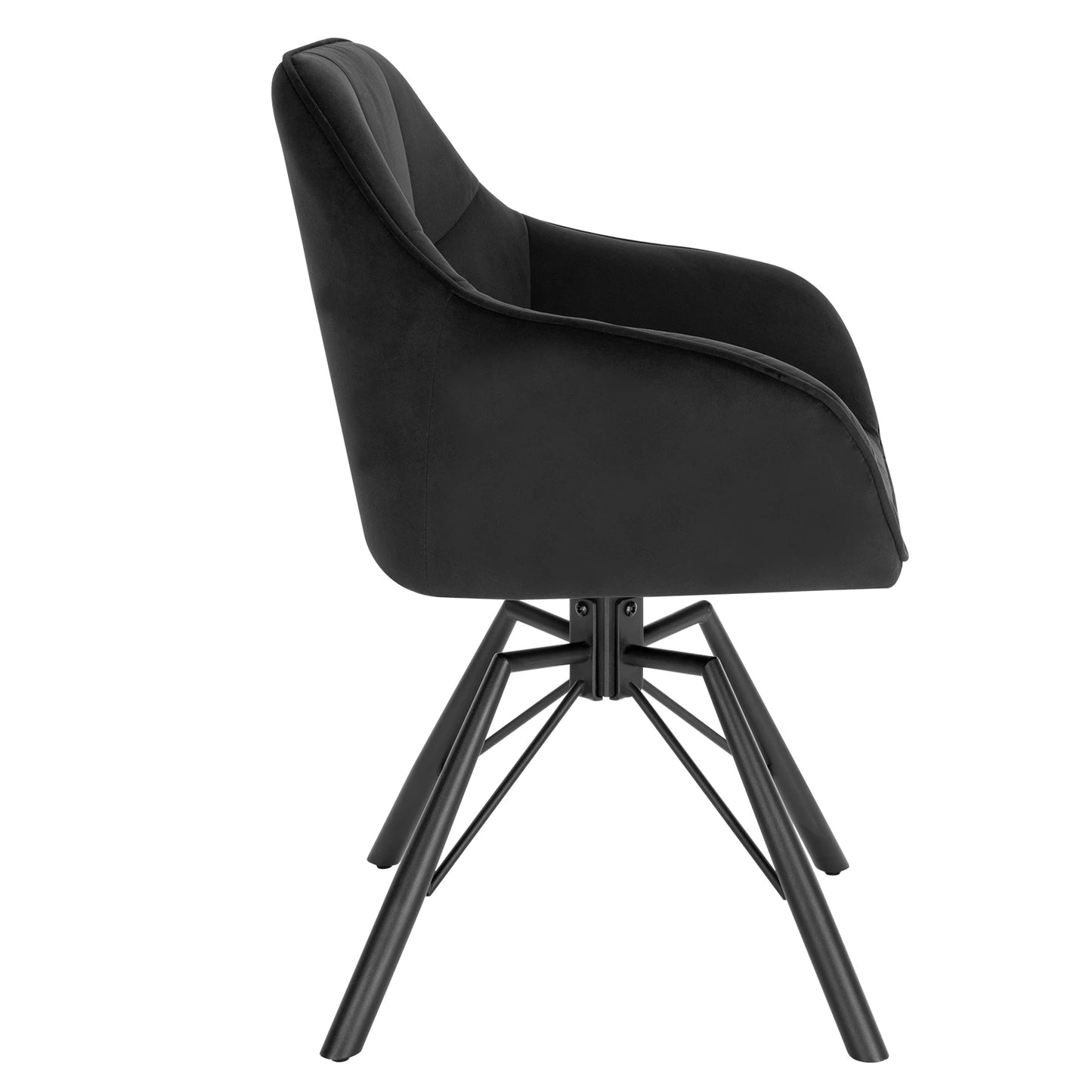Draaibare Eetkamerstoel – Set van 2 - Eetkamerstoel – Stoel – Draaistoel – Comfortabel – Velvet Bekleding – 360° Draaibare Zitting - Fluweel - Zwart - QUORE