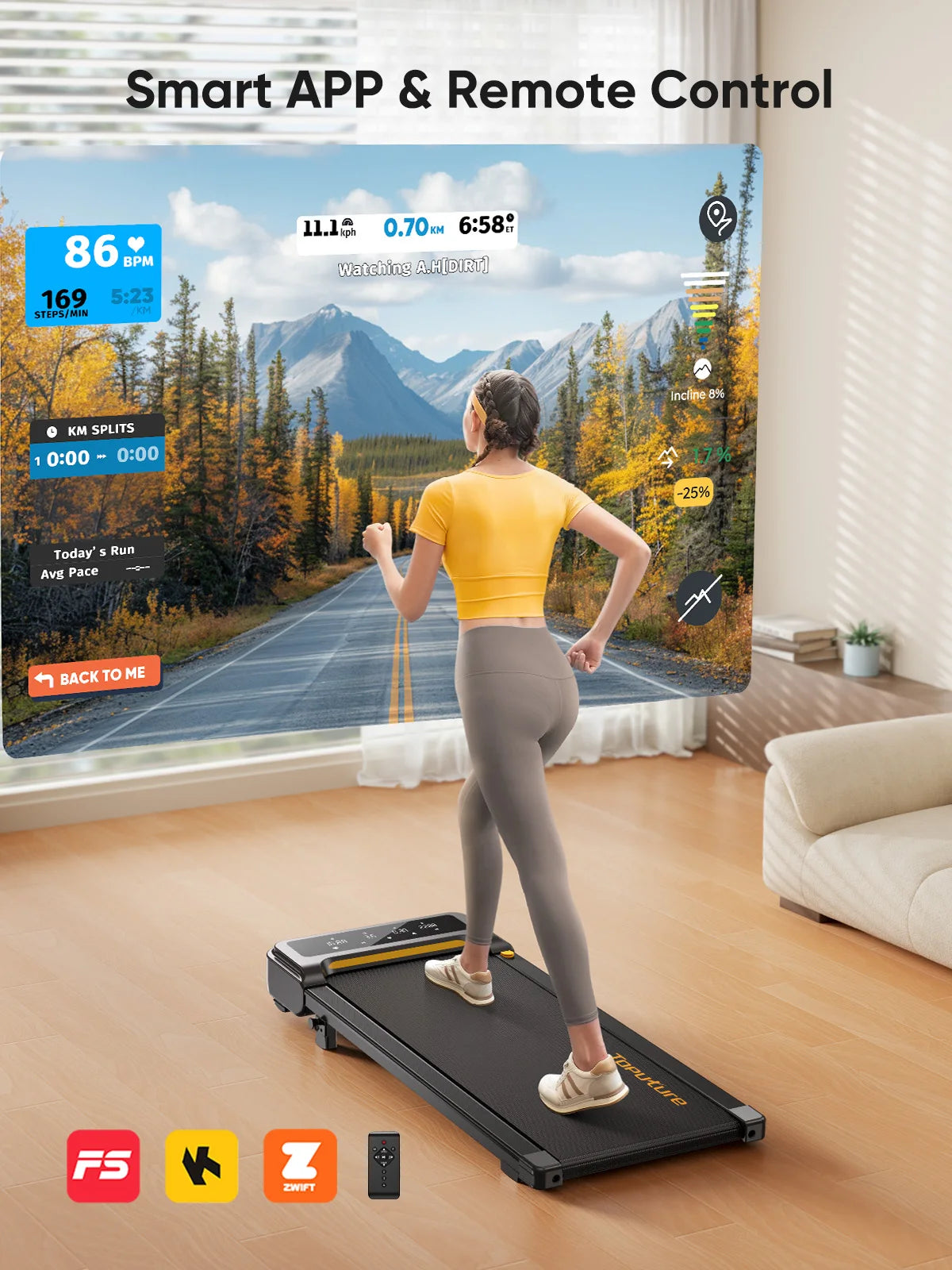 Loopband – Loopmachine – Fitnessapparaat – Hardloopband – Wandelband – Verstelbare Hellingshoek – Bluetooth Connectiviteit - QUORE
