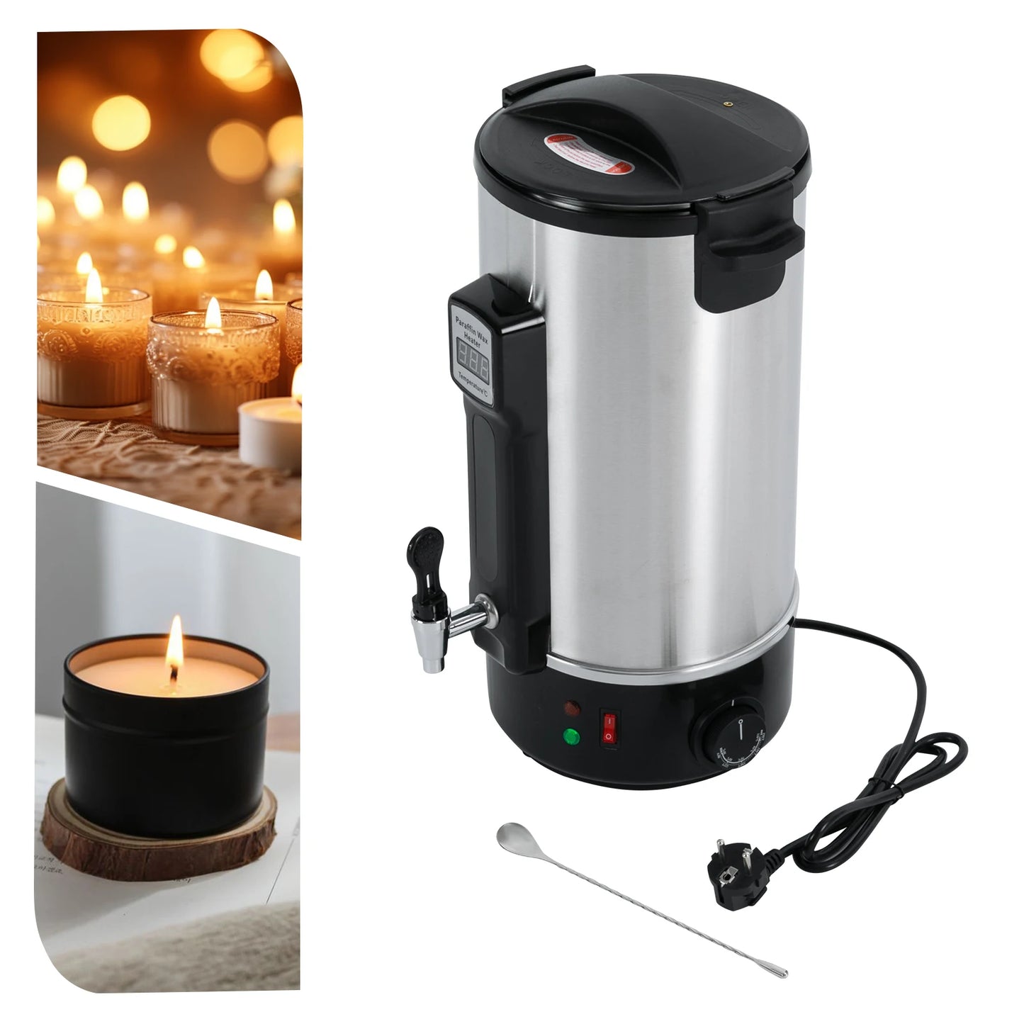 Wax Melter - Wassmeltpot - Kaarsen Smelten - Kaarsen maken - 12L - 1100W - 26x55.5x41.5cm - Zilver - QUORE