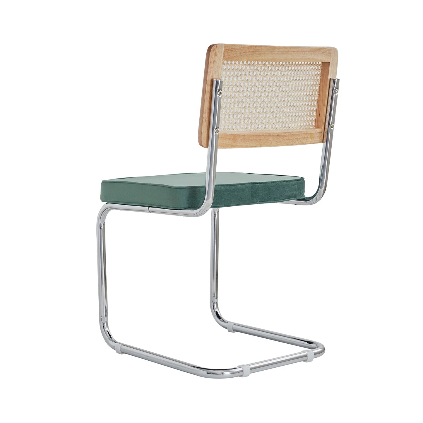 Eetkamerstoelen – Stoelen – Rattan Stoelen – Fluwelen Stoelen – Metalen Frame – Ademend Rattan – Draagvermogen 120 Kg - Groen