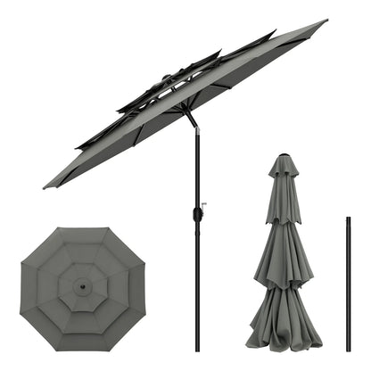 Parasol - Tuinparasol - Strandparasol - Zweefparasol - Balkon Parasol - Grote Parasol 292cm - met UV-bescherming, Kantelbaar en met 3 Ventilatieopeningen - Donkergrijs