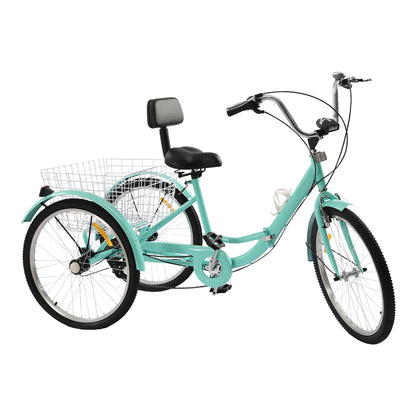 Driewieler Voor Volwassenen – Driewielerfiets – Drie Wielen – Stabiele Fiets – Stadsfiets – Hoogwaardig Koolstofstaal – 7 Versnellingen
