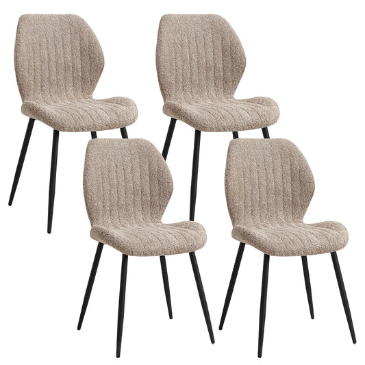 EGOONM A Set of 4 Upholstered Padded Dining Chairs Linen Fabric Kitchen Chairs Metal Legs for Balcony Restaurant Cafe Home Room