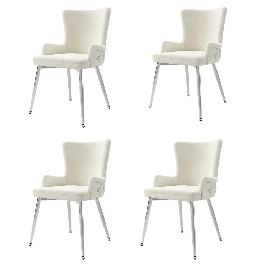 Velvet Eetkamerstoelen – Fluwelen Stoelen – Design Stoelen – Metalen Poten – Set Van 4 – Comfortabel – Draagbaar Tot 150 Kg - Buff