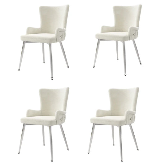 Velvet Eetkamerstoelen – Fluwelen Stoelen – Design Stoelen – Metalen Poten – Set Van 4 – Comfortabel – Draagbaar Tot 150 Kg - Buff