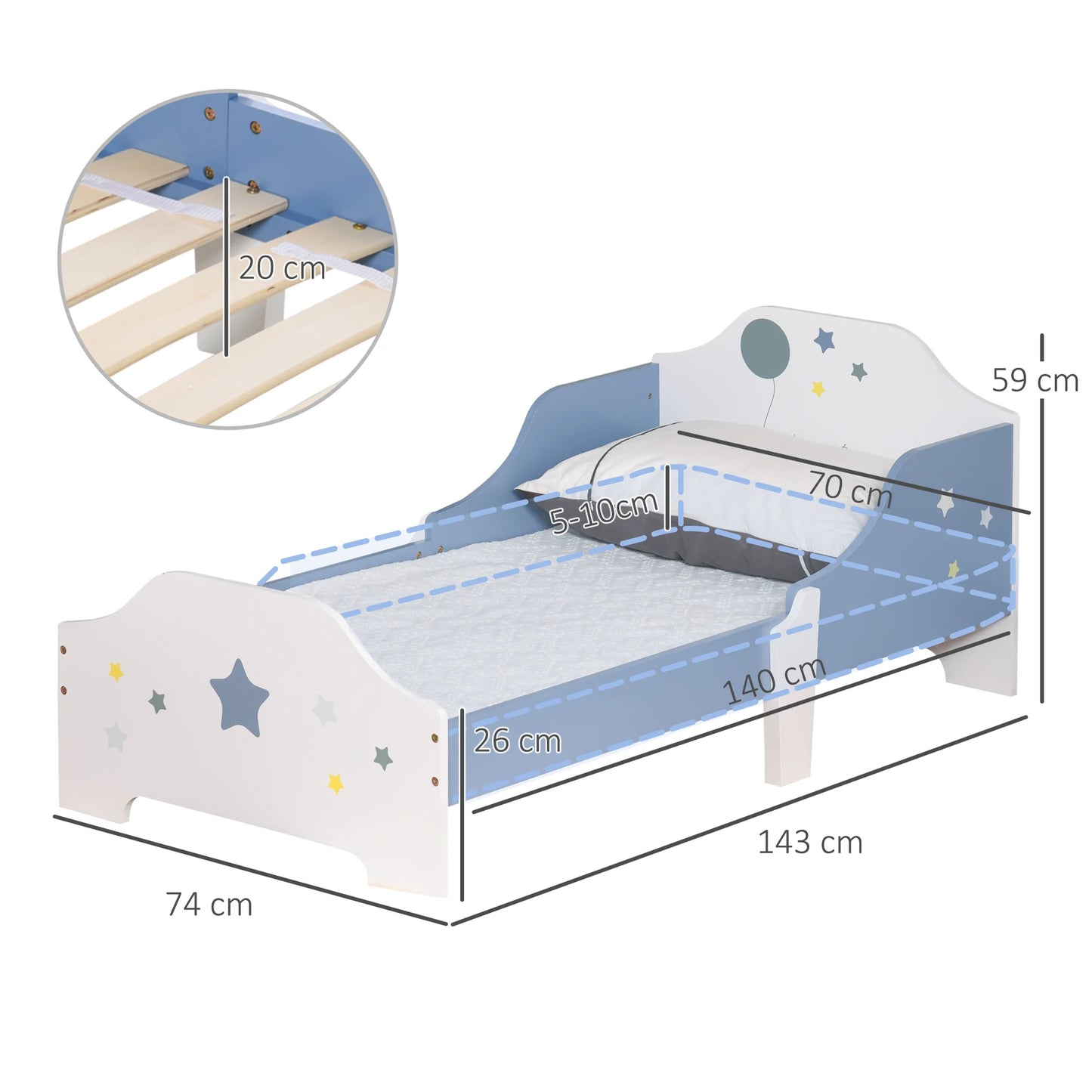 Kinderslaapbed – Kinderbedje – Peutertbed – Juniorbed – Bed Voor Kinderen – Veilig Met Afgeronde Hoeken – Lage Instaphoogte