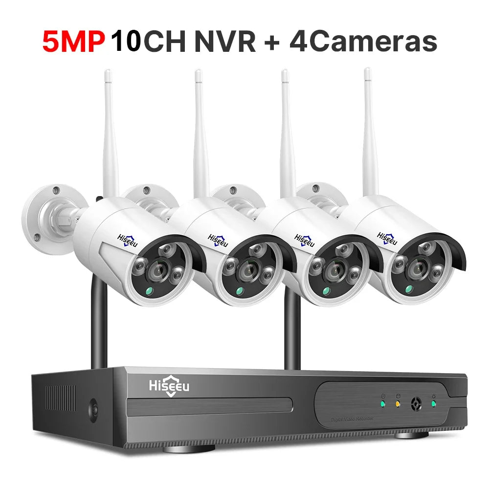 Beveiligingscamerasysteem - 10CH 3MP Camera - Openlucht - Bewakingscamera - AI-menselijke detectie - Beveiligingscamera - Beveiligingscamerasysteem - NTSC,PAL - Alexa - 4 stuks - Wit - QUORE