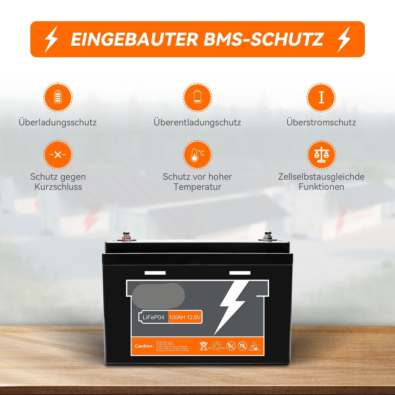 LiFePO4 Batterij – 12V Accu – Camper Accu – Boot Accu – Zonnepanelen Accu – 100Ah Capaciteit – Battery Management System - QUORE