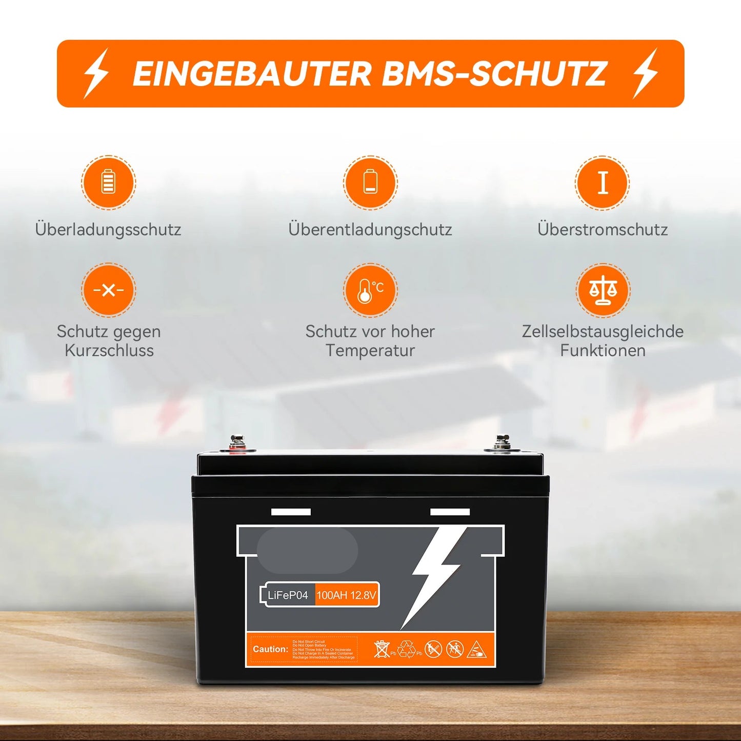 12V 100Ah LiFePO4 Batterij – Camper Accu – Boot Batterij – Zonne-energie Accu – Lithium Accu – 1280Wh Capaciteit – BMS Bescherming