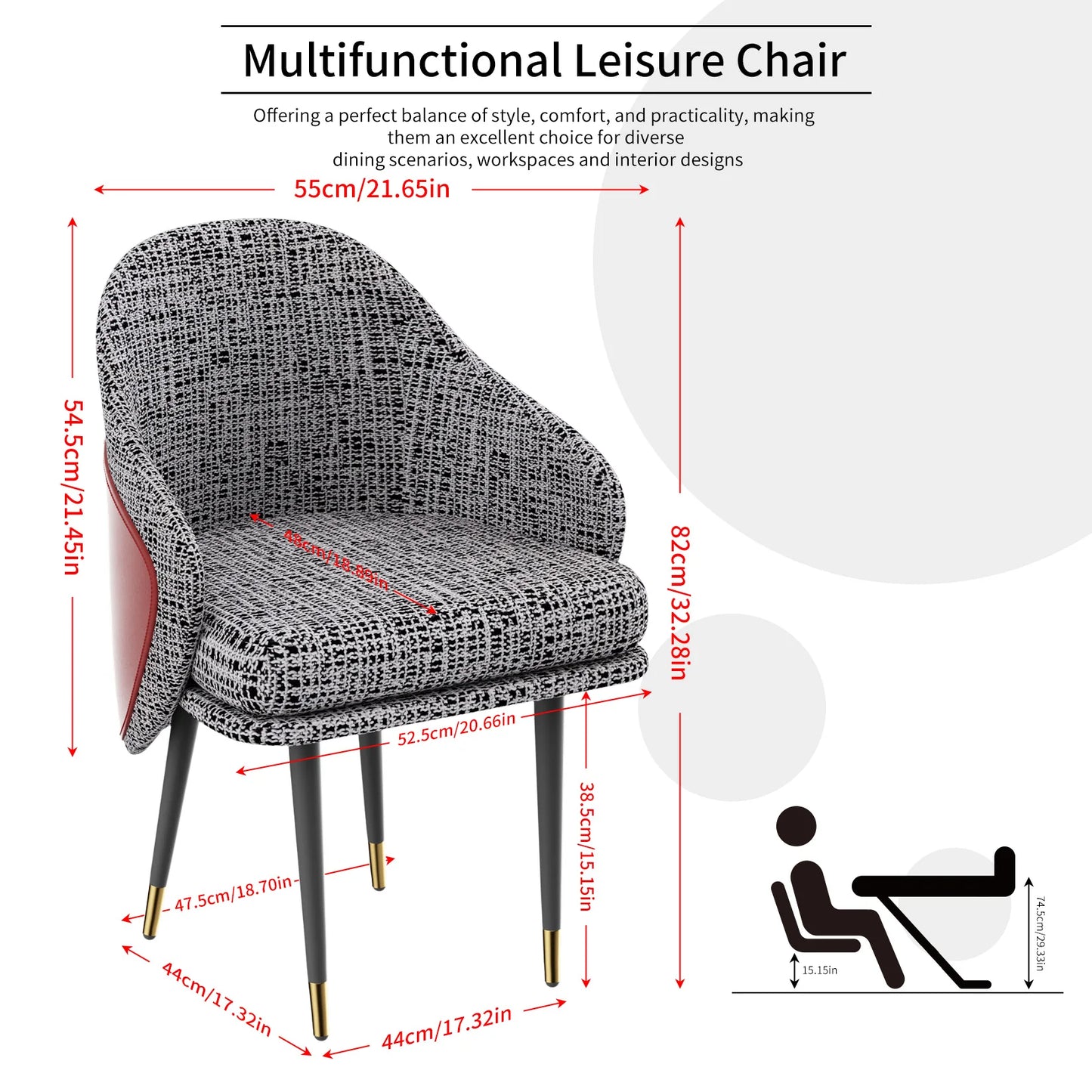 Eetkamerstoelen – Moderne Stoelen – Linnen Stoelen – Zwarte Stoelen – Hoogwaardig Schuim – Zwart Gelakt IJzer