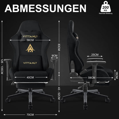 Bureaustoel – Gamingstoel – Office Chair – Computestoel – Draaistoel – Verstelbare Rugleuning – Uitklapbare Voetensteun – Grijs