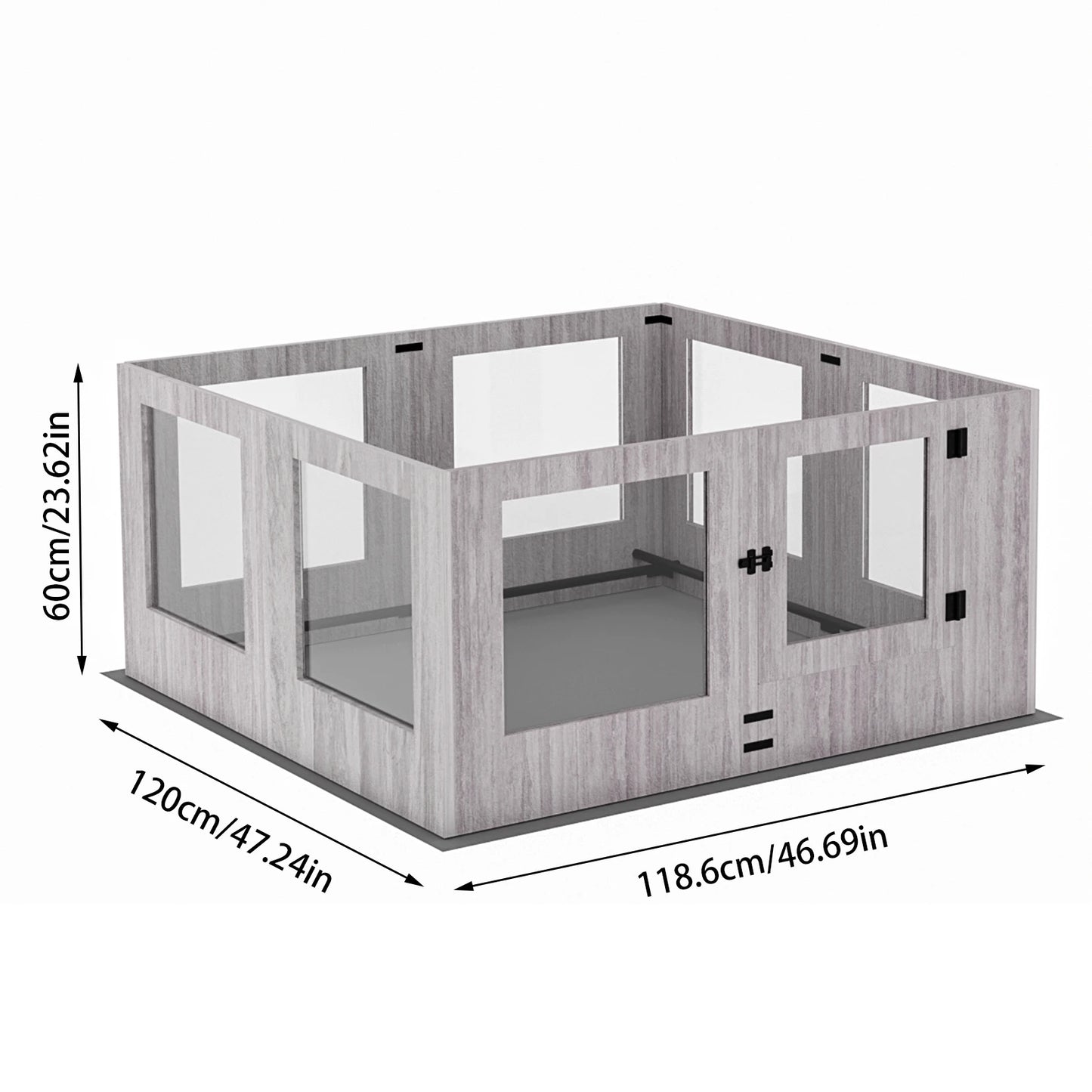 Hondenren – Puppyren – Hondenbox – Kooien – Lichtgrijs – Gehards Glas – 8 Panelen – Waterdichte Beschermmat