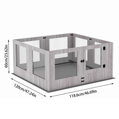 Hondenren – Puppyren – Hondenbox – Kooien – Lichtgrijs – Gehards Glas – 8 Panelen – Waterdichte Beschermmat