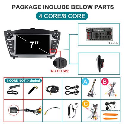 7'' Android 14 Autoradio – Touchscreen Radio – Multimedia Speler – GPS Navigatie – CarPlay Android Auto – 8GB RAM 128GB Opslag – Draadloze Bluetooth Connectiviteit