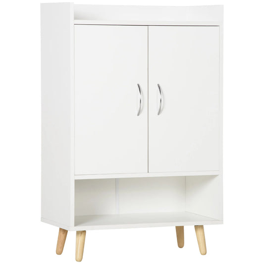 Schoenrek - Schoenenkast - Voor 12 Paar Schoen - Met 4 Planken - 2-deuren - Houtmelamine - Hout - 60 x 30 x 92 cm - Wit - QUORE