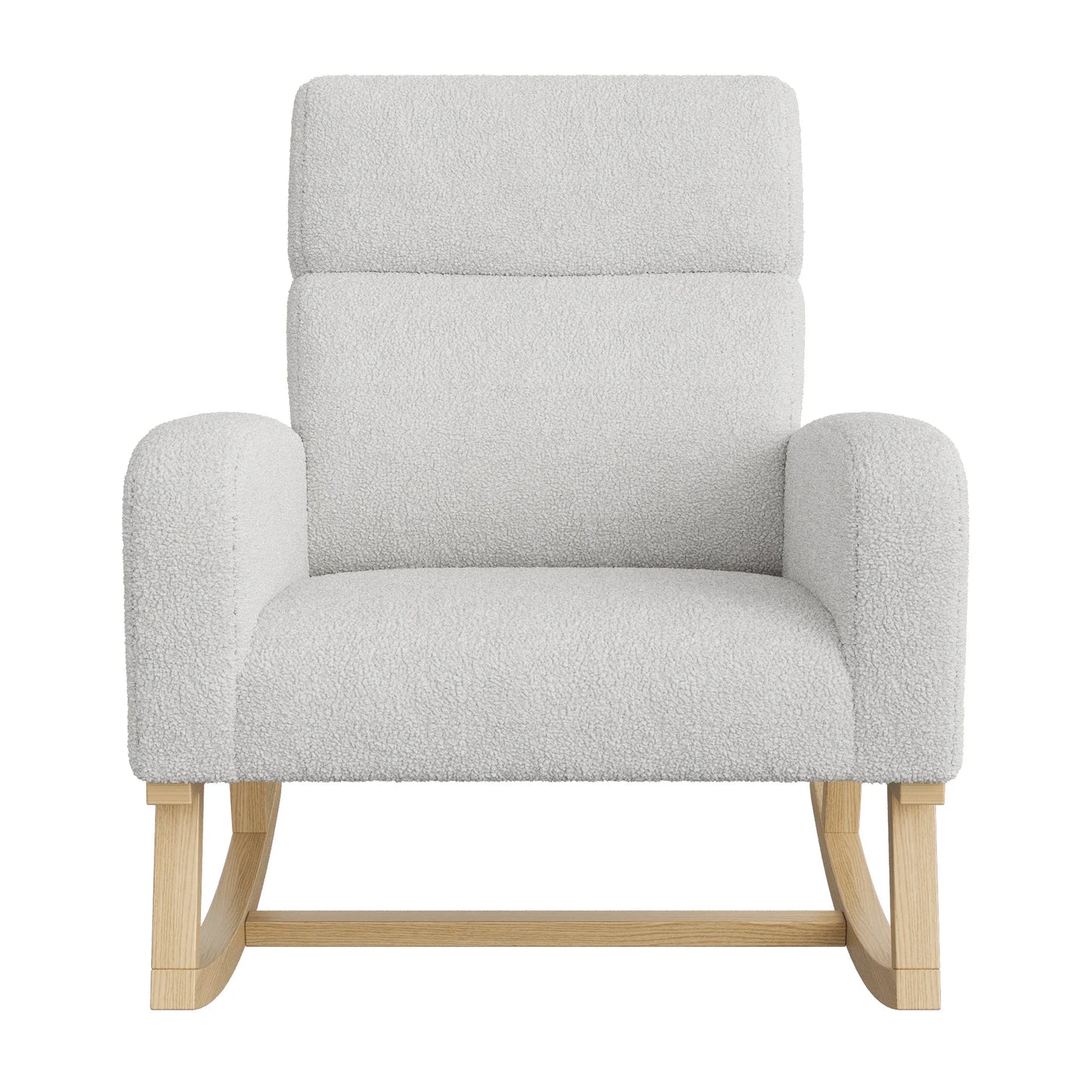 Schommelstoel – Schommelzetel – Relaxstoel – Wiegstoel – Ergonomisch Ontwerp – Houten Constructie - 69.2 x 78.5 x 87 cm - Lichtgrijs - QUORE