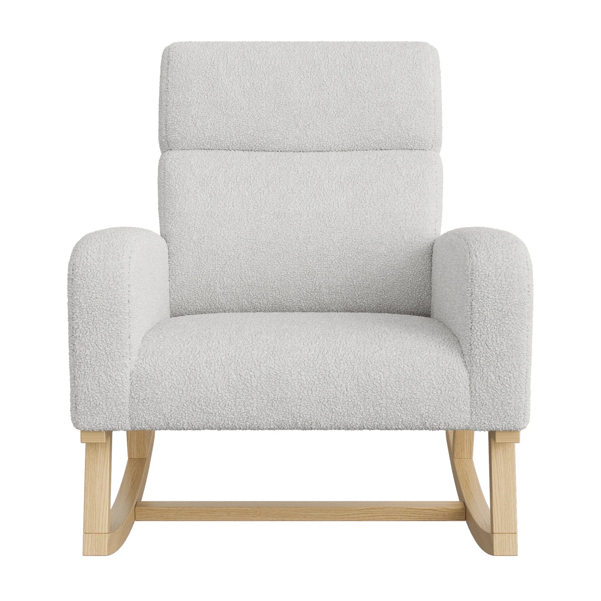 Schommelstoel – Schommelzetel – Relaxstoel – Wiegstoel – Ergonomisch Ontwerp – Houten Constructie - 69.2 x 78.5 x 87 cm - Lichtgrijs - QUORE