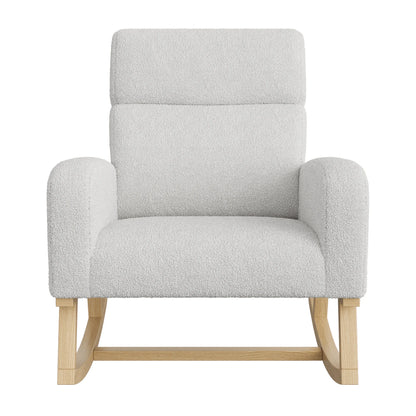 Schommelstoel – Schommelzetel – Relaxstoel – Wiegstoel – Ergonomisch Ontwerp – Houten Constructie - 69.2 x 78.5 x 87 cm - Lichtgrijs - QUORE