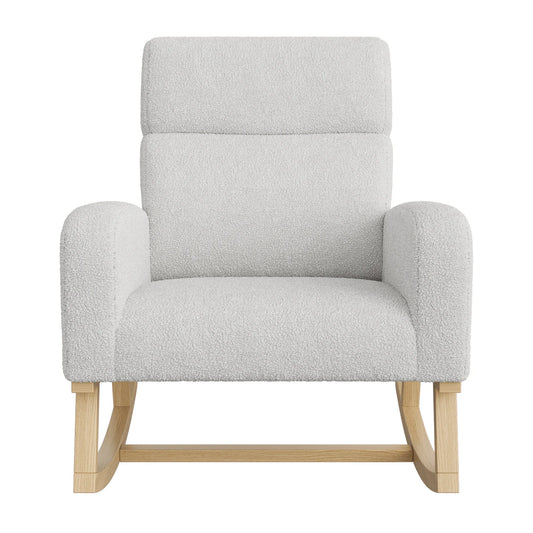 Schommelstoel – Schommelzetel – Relaxstoel – Wiegstoel – Ergonomisch Ontwerp – Houten Constructie - 69.2 x 78.5 x 87 cm - Lichtgrijs - QUORE