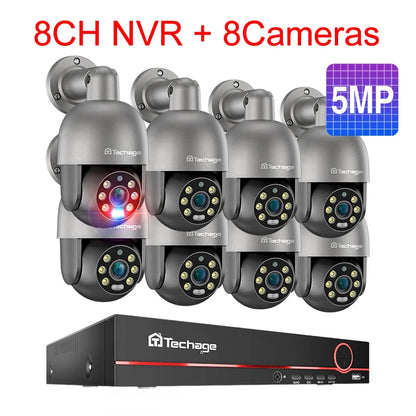 Techage 8CH 5MP HD POE CCTV Security Camera System Home Video Surveillance NVR Kit Face Detection Outdoor IP Camera Set Xmeye - QUORE