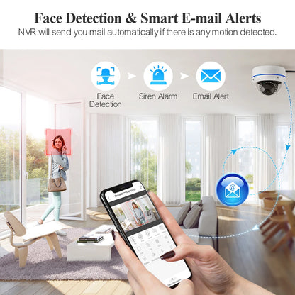 Techage H.265 8CH 5MP POE NVR CCTV System Vandalproof 5MP Indoor Dome Audio IP Camera P2P Remote Video Security Surveillance Set