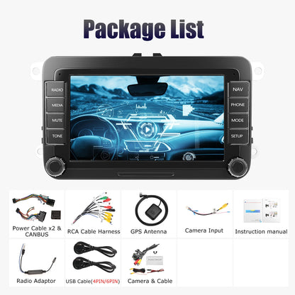 Multimedia Autoradio - Android Autoradio - Draadloze - Universeel Multimedia Systeem - CarPlay - GPS Navigatie - Bluetooth - 7" - Touchscreen - 64G - AHD - QUORE