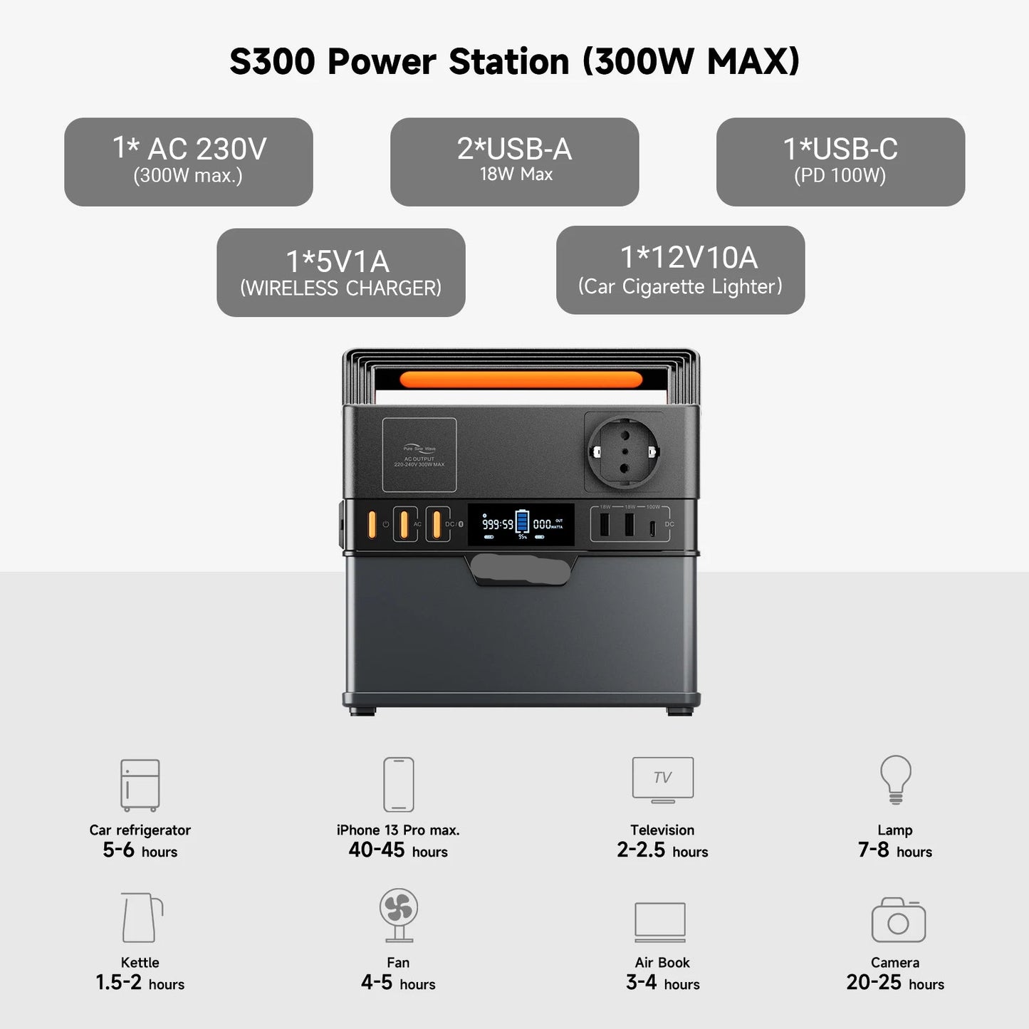 Draagbare Power Station – Mobiele Energiebron – Powerbank – Zonne-Accu – Draadloos Opladen – 288Wh Accu – Pure Sinusgolf Uitgang