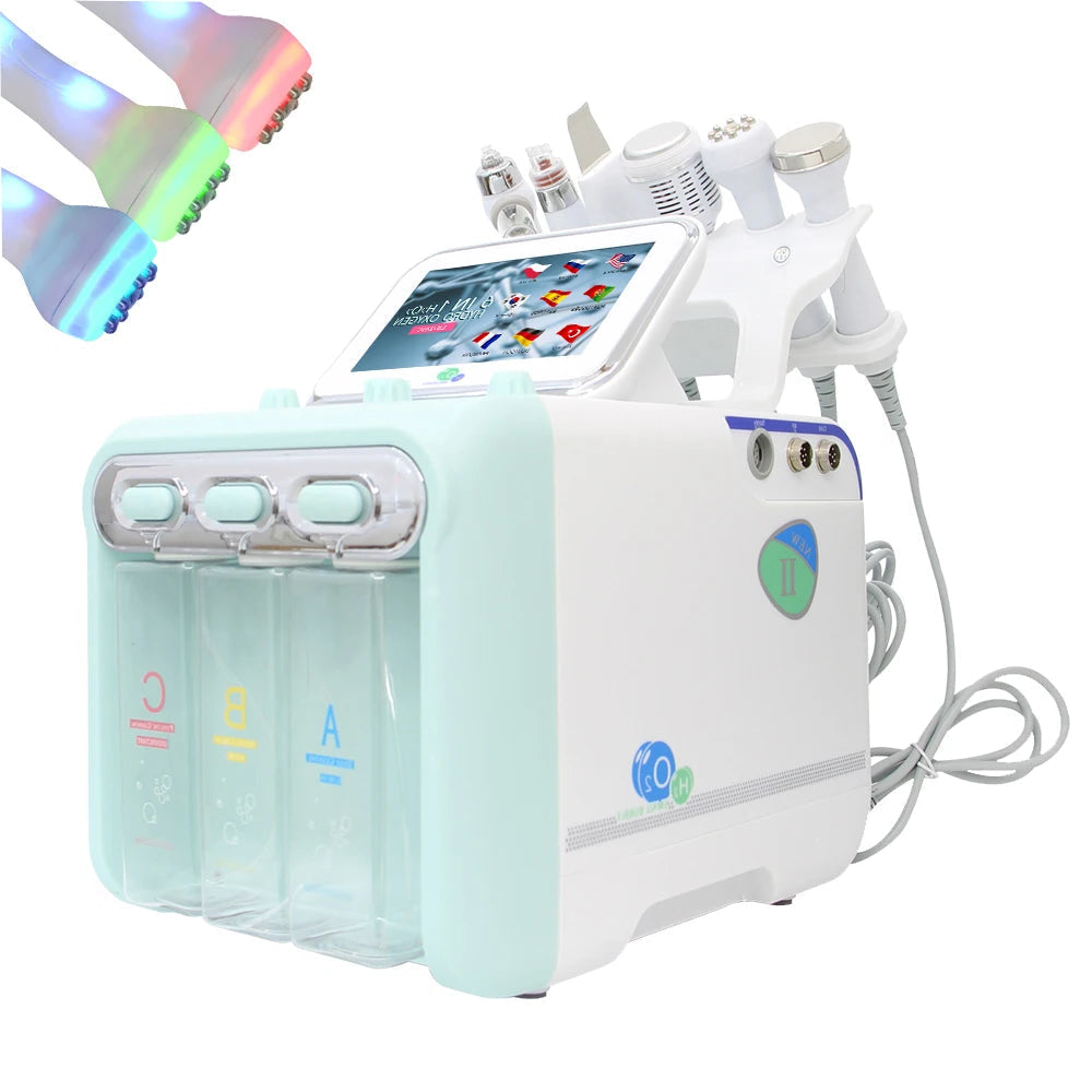 Hydro Dermabrasie Machine – Microdermabrasie Apparaat – Huidverzorging Apparaat – Gezichtsreiniging Machine – LED Lichttherapie – 6-in-1 Multifunctioneel – ABS Kunststof, EU Stekker - QUORE