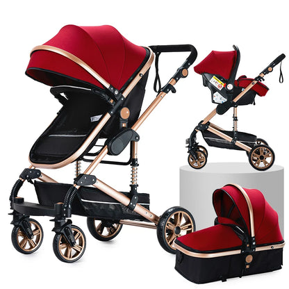 Baby High Landscape Lightweight Prams 3-in-1 Baby Stroller Travel System Carriages for Newborns Pushichair Car Seat Stroller