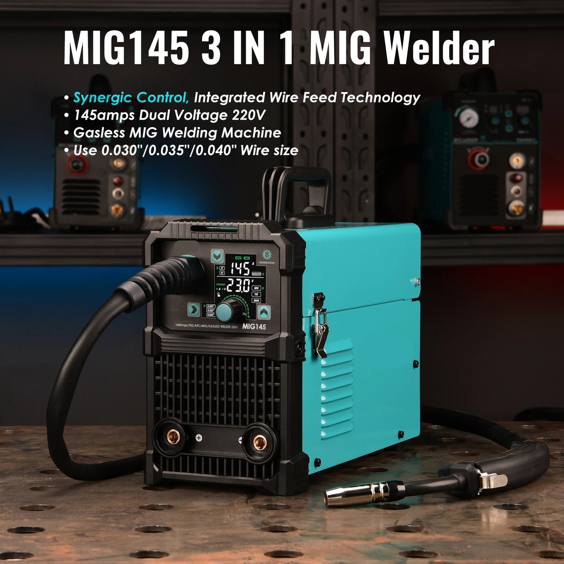 Elektrode Lasmachine - Lasmachine - Lasapparaat - Digitaal Inverterlassen - Draagbare - MIG - Lift TIG - Stick - Digitaal Display - 220V eenfasespanning - Blauw - QUORE
