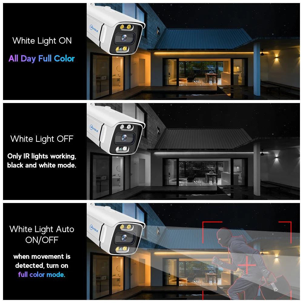 Beveiligingscamerasysteem - Bewakingscamera - Beveiligingscamera - 8CH 8MP Camera - Openlucht - NTSC,PAL - 4 stuks - Wit - QUORE
