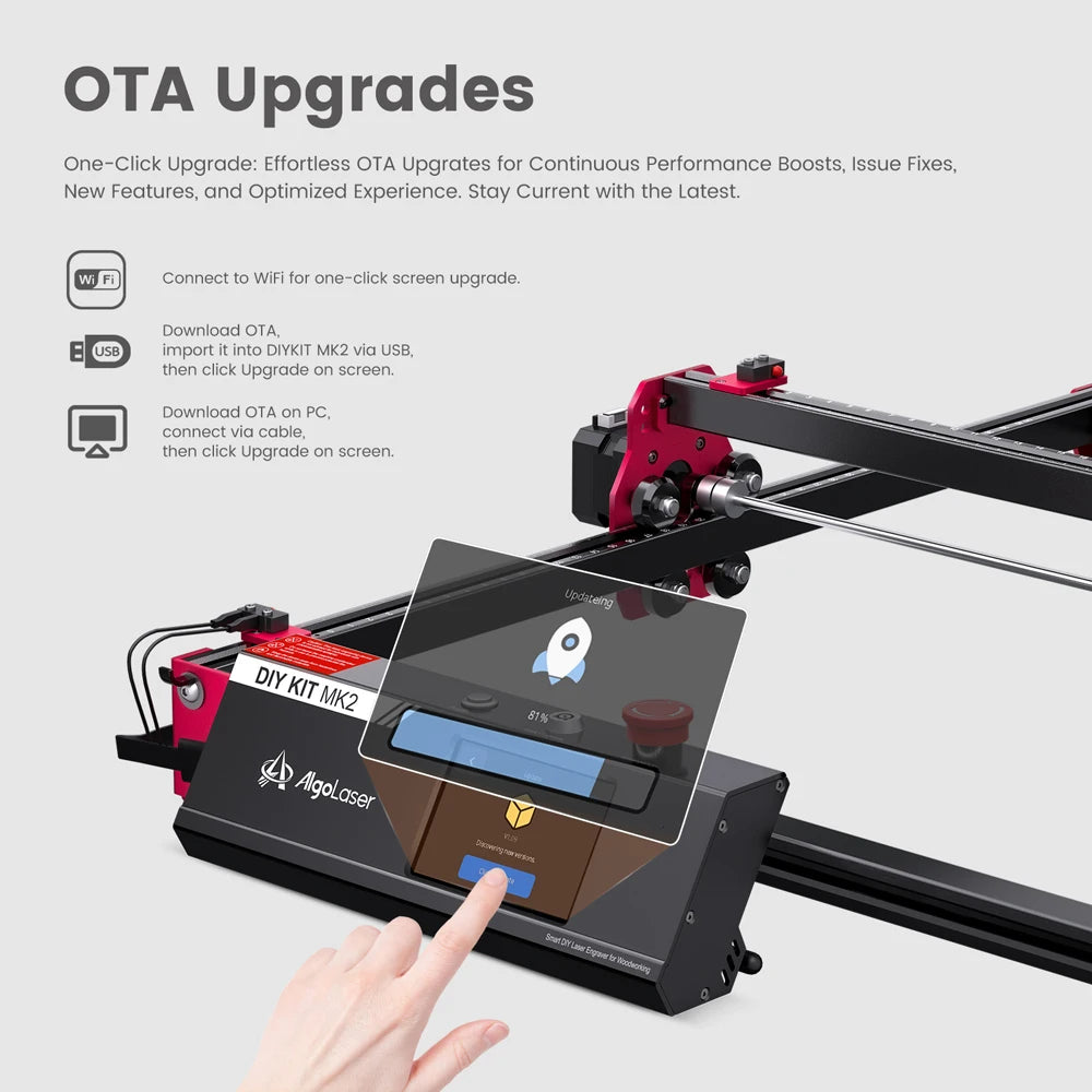 AlgoLaser AlgoOS Control DIY KIT MK2 10W Laser Engraver Cutter Machine 3.5Inch Touch Screen Engrave Stainless Steel Wood Acrylic
