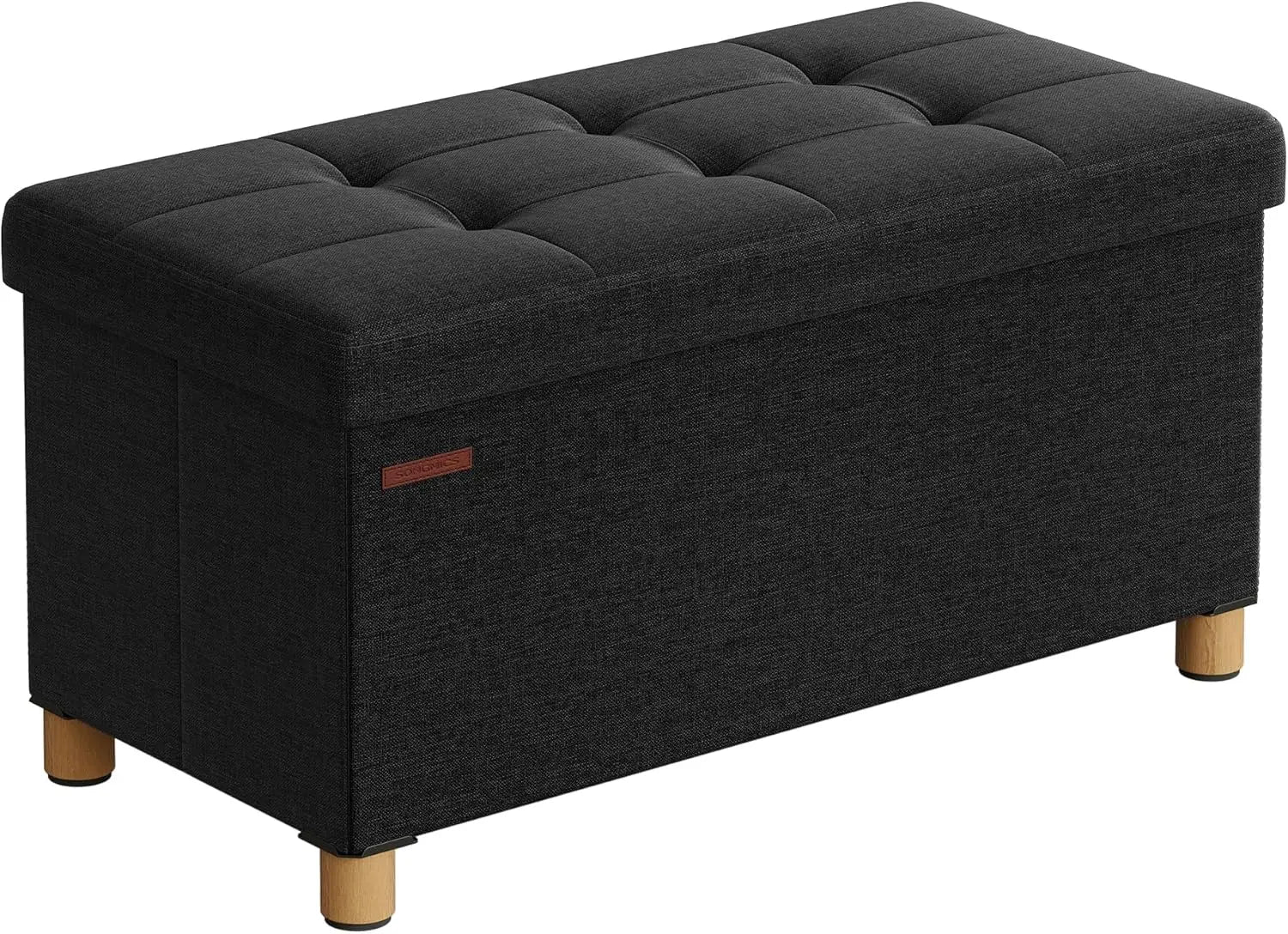 Slaapkamerbank - Slaapkamerorganizer - Kruk - Opbergdoos - Opbergruimte - 38cm x 38cm x 38cm - Zwart - QUORE