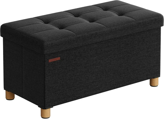 Slaapkamerbank - Slaapkamerorganizer - Kruk - Opbergdoos - Opbergruimte - 38cm x 38cm x 38cm - Zwart - QUORE