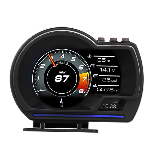 Head Up Display - OBD2 - GPS - Snelheidsmeter Turbo - RPM Alarm Auto Vrachtwagen. - QUORE