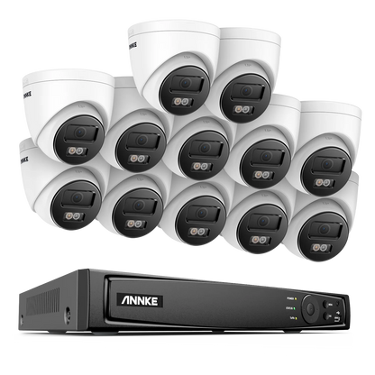 Beveiligingscamera – Camerabewaking – Bewakingscamera – IP-camera – 16-kanaals NVR systeem – 12x 8MP 4K camera’s – POE aansluiting – Mens & voertuig detectie