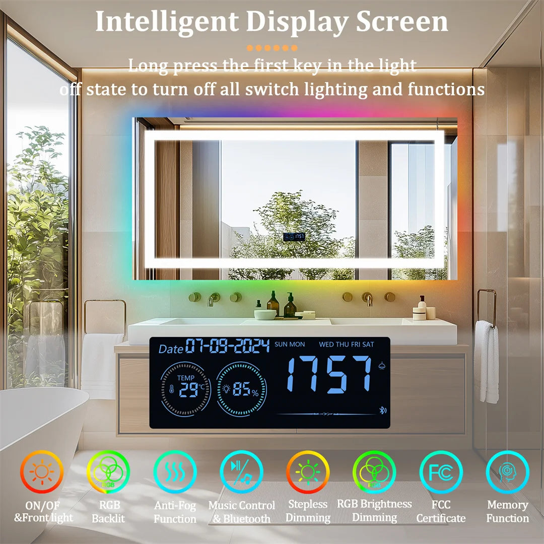 Led-Badkamerspiegel – Spiegel – Badkamerspiegel – Make-Upspiegel – Led-Spiegel – Bluetooth-Speaker – Anti-Condens - 120x60cm
